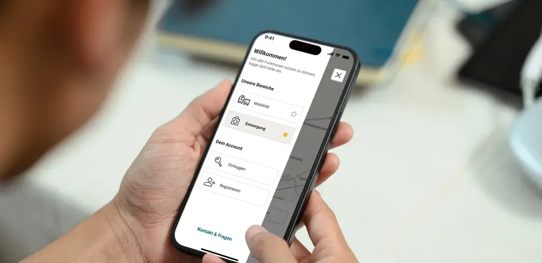 Aufnahme des Startscreens der SWK App