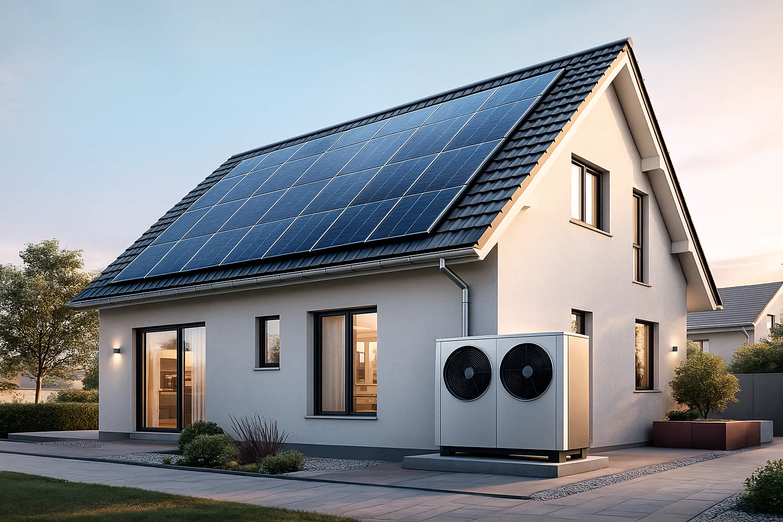 SWK ENERGIE non-commodity Haus mit Wärmepumpe und Photovoltaik-Anlage auf dem Dach