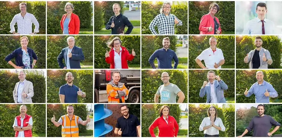Collage aus Mitarbeitern der SWK AG für die SWK Impfkampagne