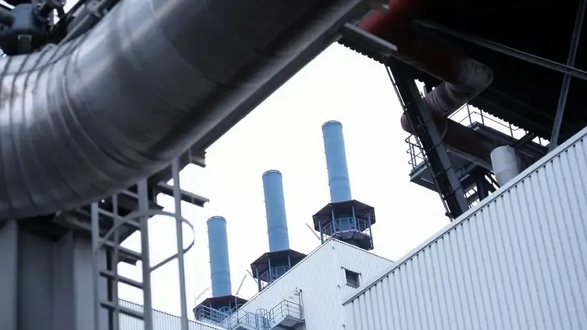Blick auf die Schornsteine der EGK Müllverbrennungsanlage