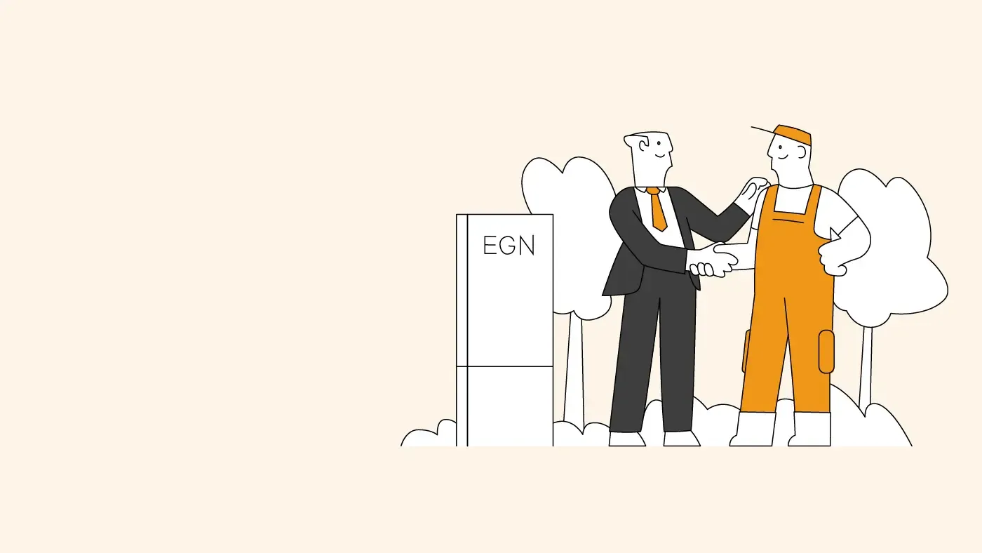 Illustration Händedruck zwischen Personalabteilung und Mitarbeiter bei der EGN