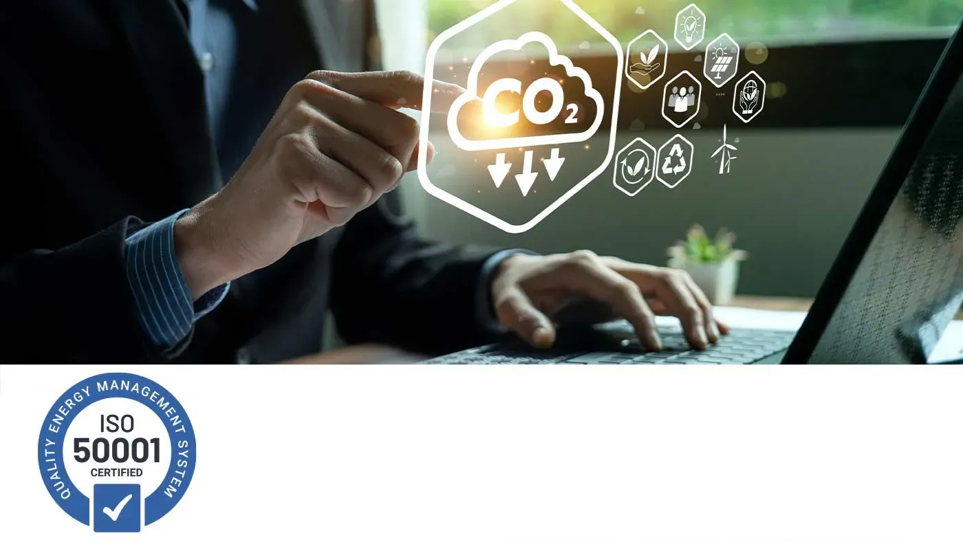 Finger zeigt auf virtuelles Bild mit CO2
