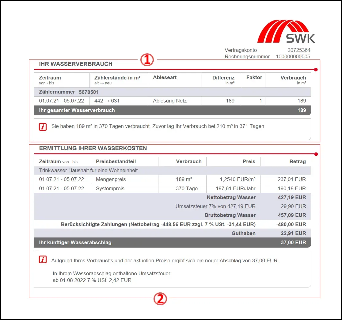SWK Rechnung Seite 7 Wasser