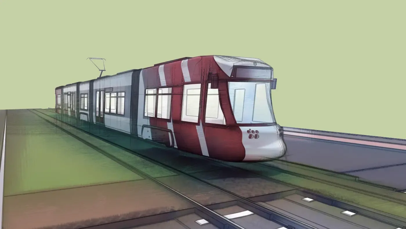 Illustration einer Krefelder Straßenbahn