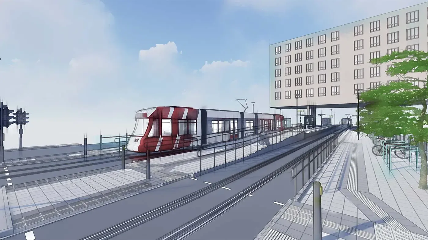 Illustration Barrierefreie Haltestelle am Hauptbahnhof Krefeld
