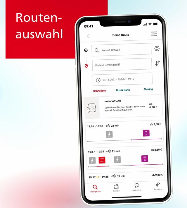 App SWK Krefeld Routenauskunft